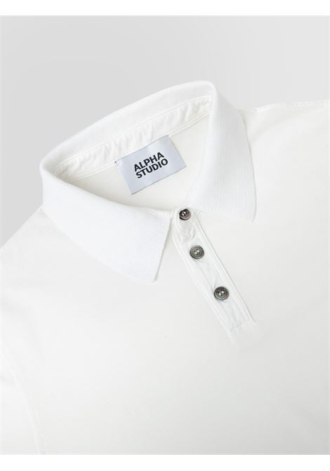 Alpha Studio polo in ice cotton bianco con colletto a costine e tre bottoni ALPHA STUDIO | Polo | AU-5336B1000